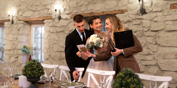 Bride and Groom planning the guest list